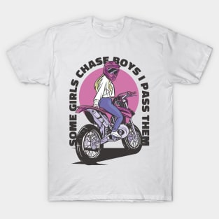 Motorcycle Girl with Helmet T-Shirt